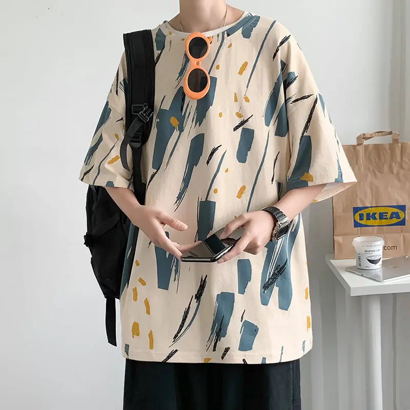 

Men's Tshirt 2021 Summer Couples Leisure Printing Korean Short Sleeve Loose College Cotton The New Listing Fashion