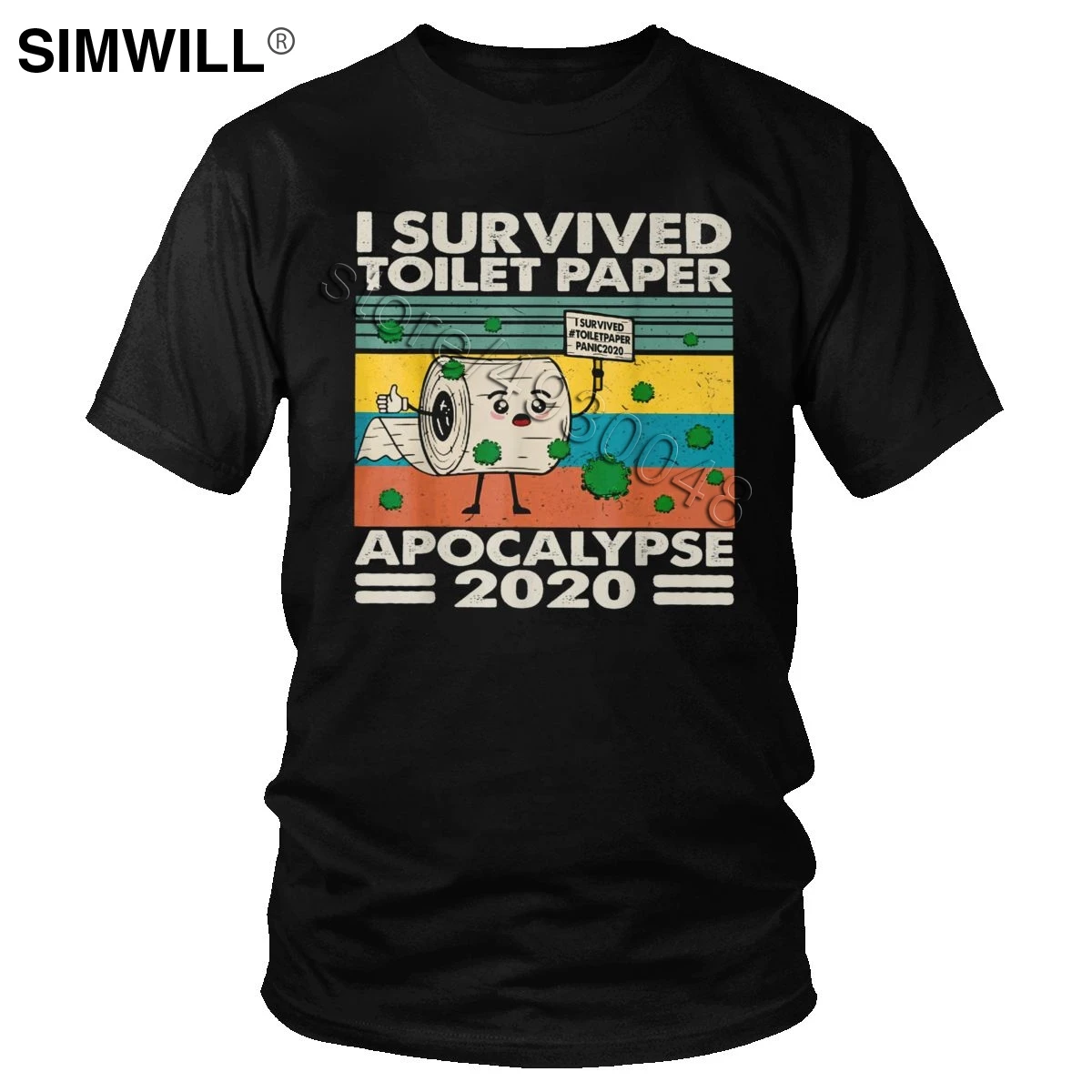 

I Survived Toilet Paper Apocalypse 2020 T Shirt Men Retro Short Sleeve Soft Cotton Tees Panic TP Roll Crisis Sarcastic T-Shirt