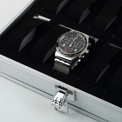 

High Quality Metal case 6/12 Grid Slots Wrist Watch Display case Storage Holder Organizer Watch Case Jewelry Dispay Watch Box