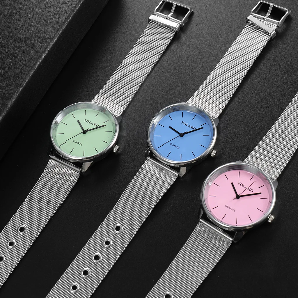 

New fashion watch ladies simple fashion trend mesh strap watch three-needle round dial quartz casual watch