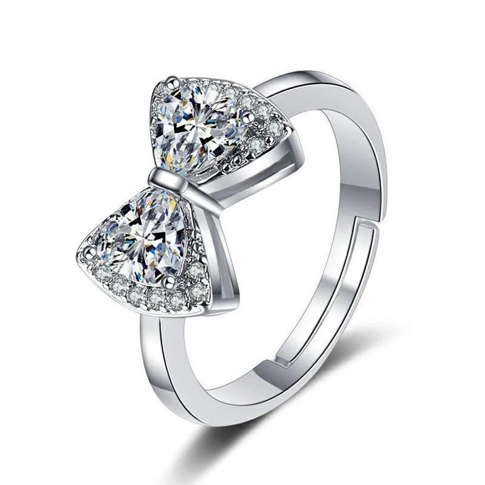 

Модное изысканное кольцо для пары, женское регулируемое открытое галстук-бабочка, бант, кольцо, подарок на День святого Валентина для девуш...