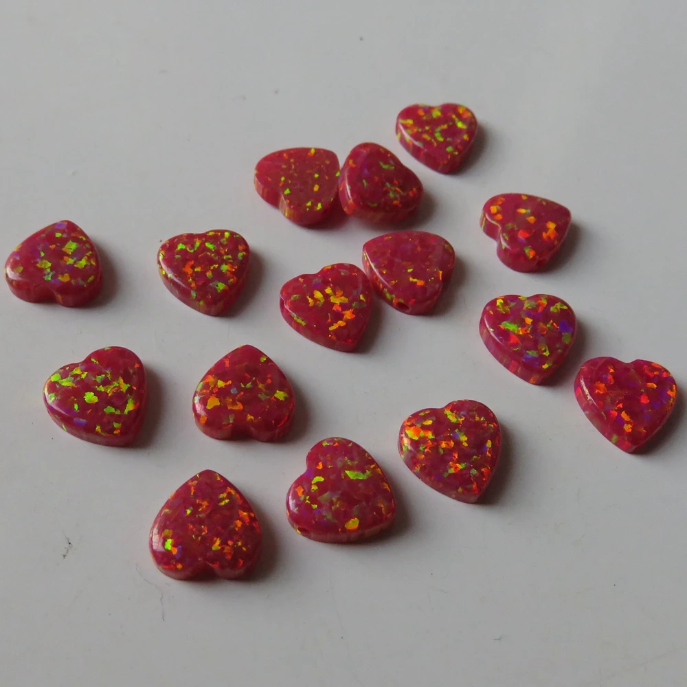 20 шт./лот 10 мм синтетическое сердце кабошон огранка опал камень для DIY ювелирные
