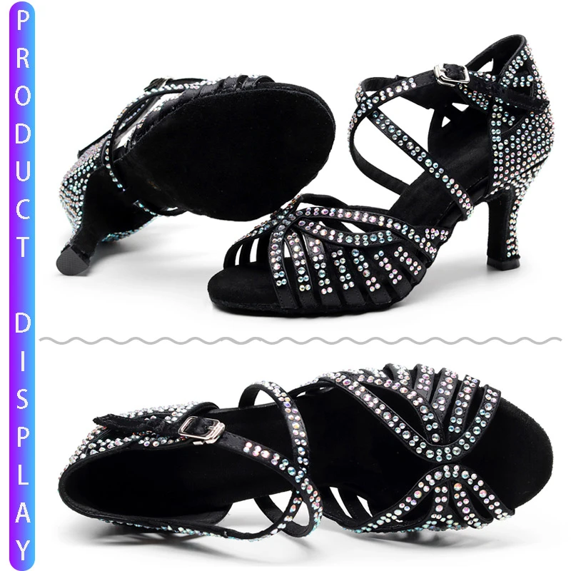 Женские атласные туфли на высоком каблуке современные для бальных танцев сальса