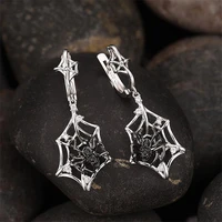 punk style stud earrings spider silver color for women a pair jewelry fashion gift creative black spider weaving earrings