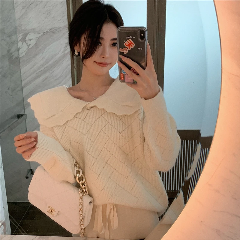 Новинка 2020 осенне-зимний милый шикарный свитер LMQ с кукольным воротником