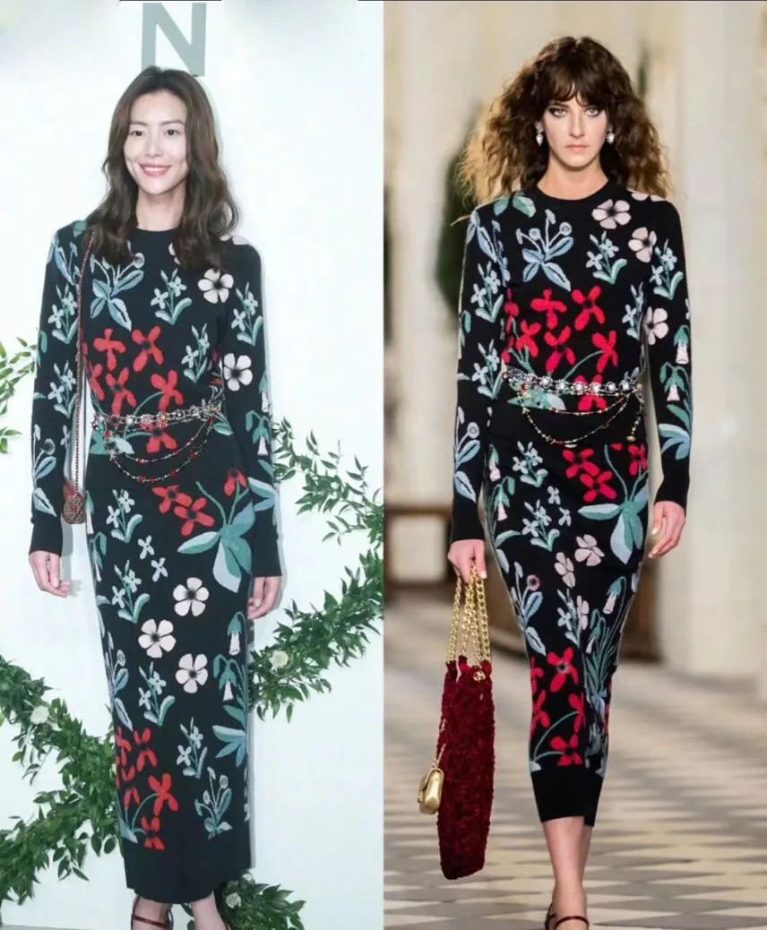 

2021 100% cashmere women's sweater amazing jumper elegant jersey mujer winter sueters de mujerunique flower skirt 2 piece set