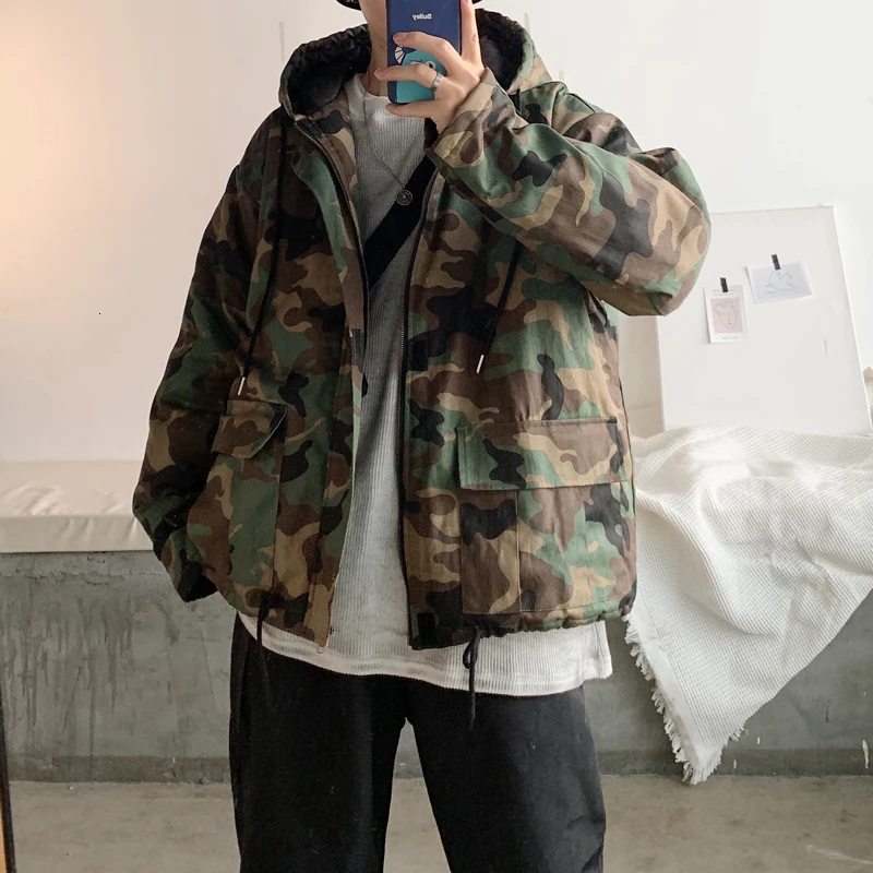 2019 зимняя новая японская ретро свободная камуфляжная Хлопковая мужская