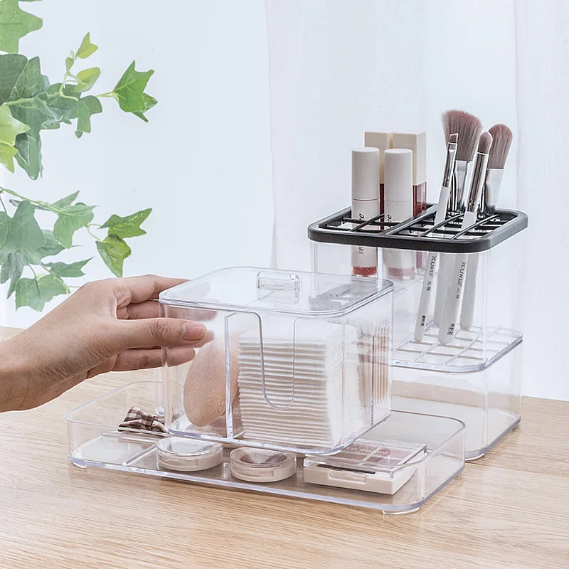 

Makeup Organizer Box Acrylic Organizer Box Nail Polish Lipstick Cosmetic Cotton Storage Boxes Bins Make up Organizers