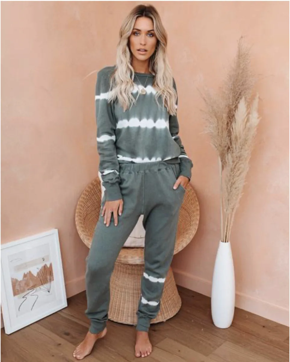 Женский летний и осенний комплект из двух предметов Linglewei повседневный с круглым