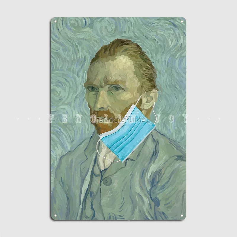 

Забавный плакат с изображением Ван Гога, маски на лицо, металлический плакат, постеры для клувечерние, гостиной с индивидуальным дизайном