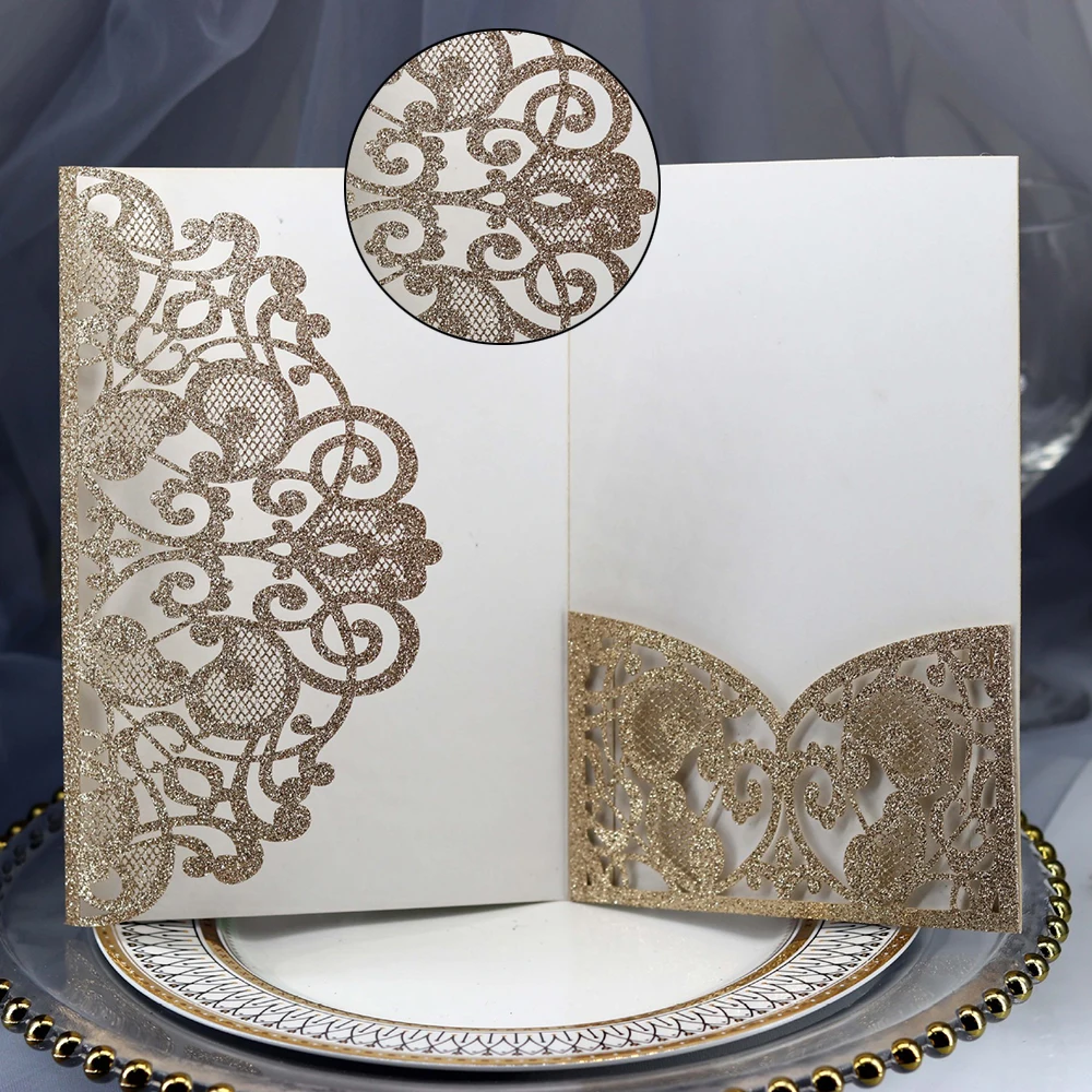 10 Sets18 * 12 5 cmLaser Cut Свадебные приглашения карты КОРОНА вечерние пригласительные