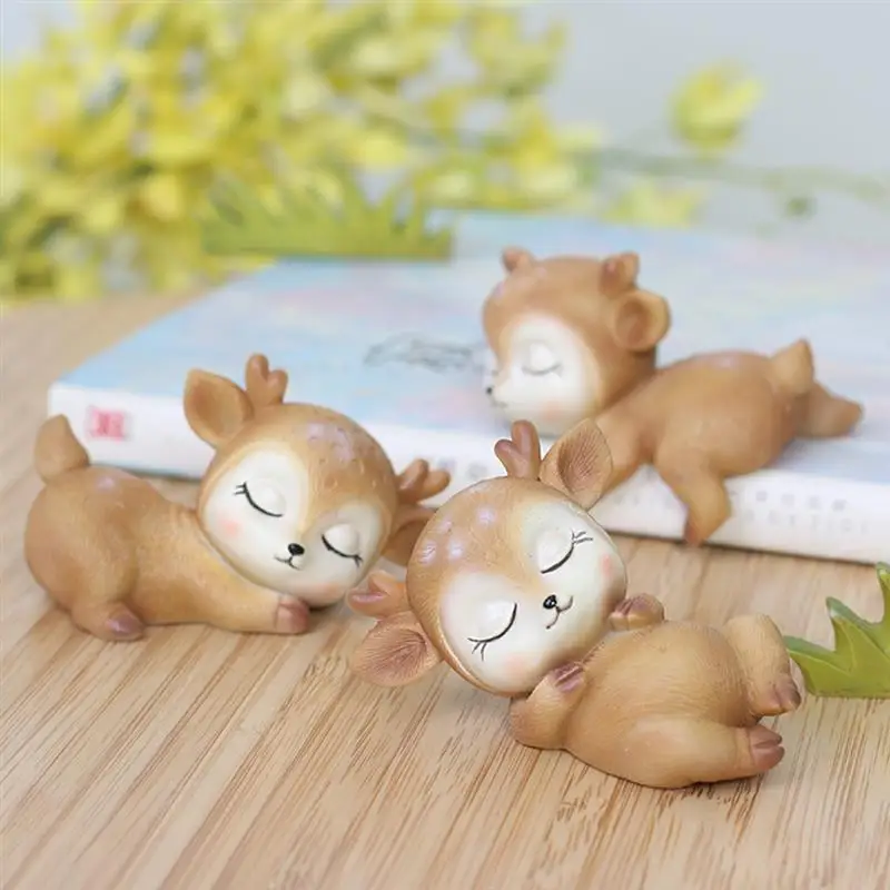 6 шт. Творческий мультфильм смолы маленькие пятнистого оленя украшение