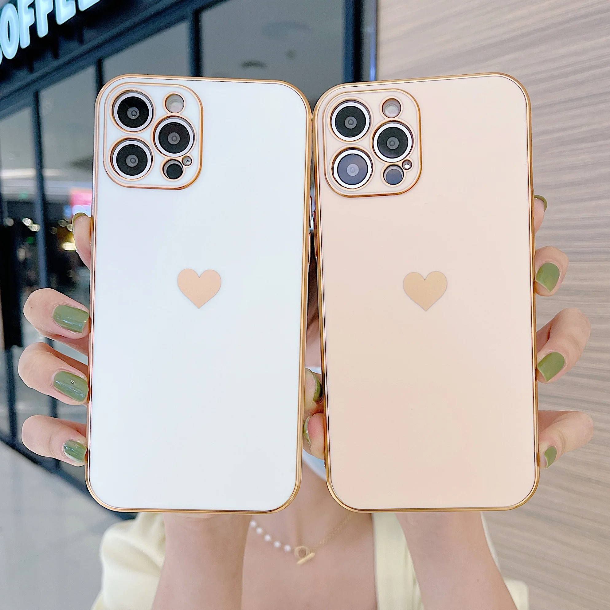 

moskado Electroplating Frosted Love Phone Case for iphone 11 Pro Max 12 Mini X XR XS Max 7 8 Plus Dust-proof Mobile Phone Shell