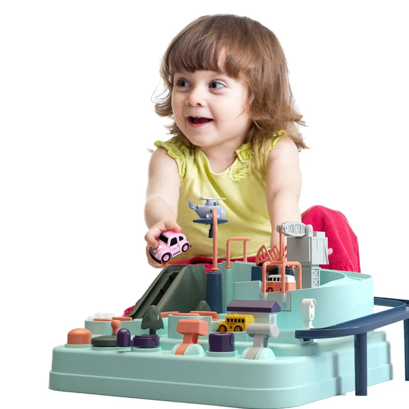 

School Bus Adventure Childrens Toys Educational Train Toys Baby Track Cars Dark Blue Table fashion Games Boys and Girls