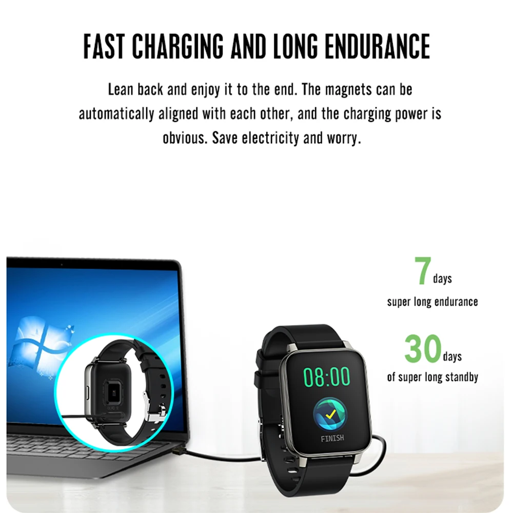 

New P36 Smartwatch men Women 1.69 Inch Screen Heart Rate Sport Smart Watch 2021 For Android IOS 30 Days Standby Multi Language