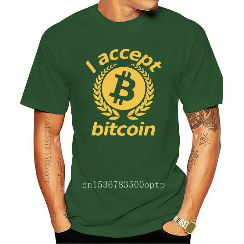

New Funny I Accept Bitcoin T Shirt Men Short Sleeved BTC T-shirt Cryptocurrency Crypto Blockchain Tshirt Pure Cotton Tee Tops Me