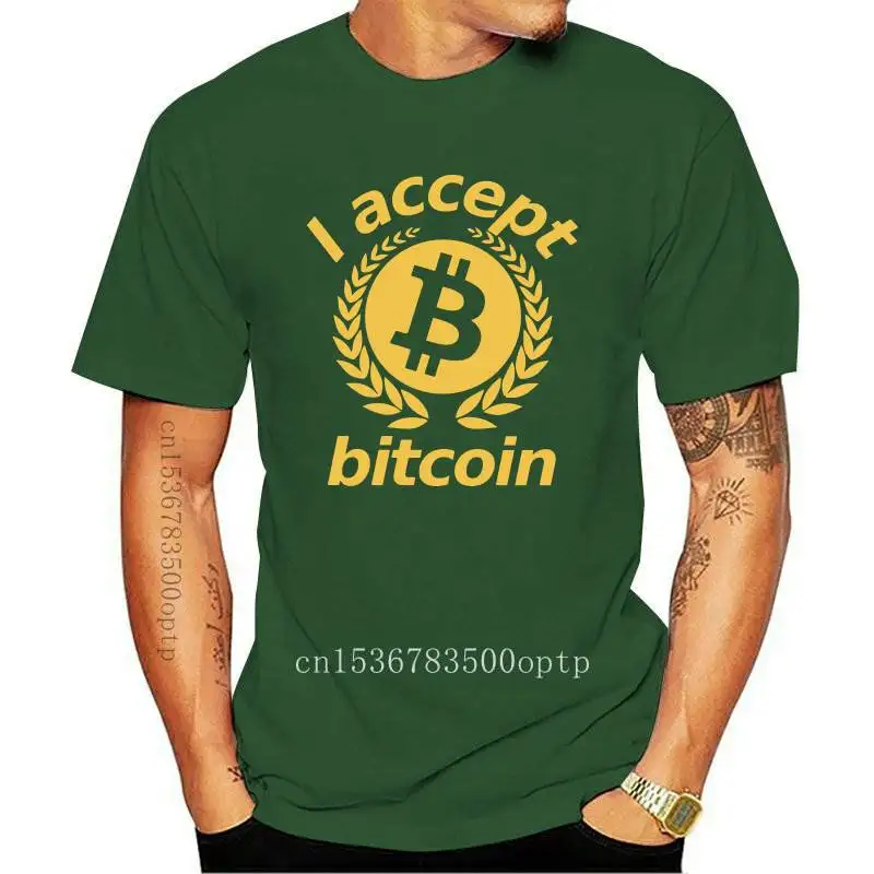 New Funny I Accept Bitcoin T Shirt Men Short Sleeved BTC T-shirt Cryptocurrency Crypto Blockchain Tshirt Pure Cotton Tee Tops Me