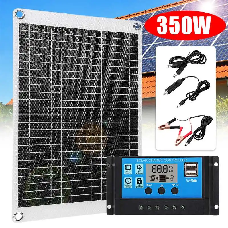

350W Solar Panel Dual 12v/5v USB With 50A Controller Waterproof Solar Cells Poly Solar Cells for Car Yacht RV Battery Charger