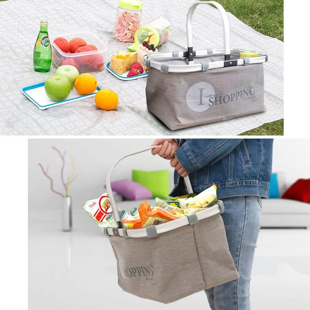 Складная Экологичная корзина для покупок складная сумка с алюминиевой рамой