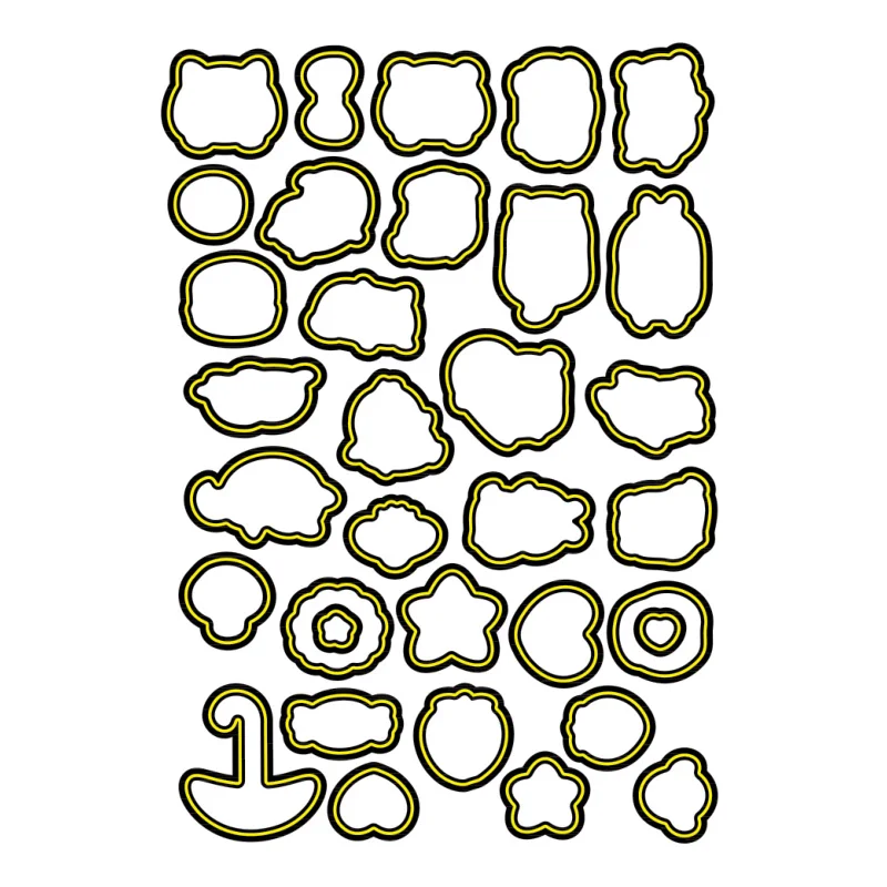 Ясно содержащиеся Cuties набор для стемпинга и координации умирает персонажей