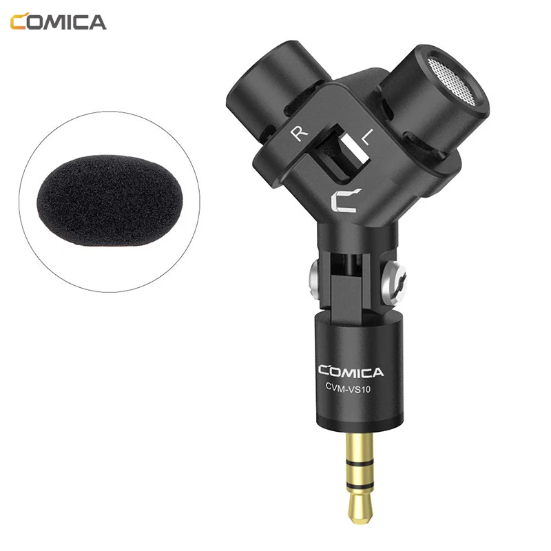 Кардиоидный стереомикрофон COMICA CVM VS10 Mini XY для камеры Gopro смартфона микрофон