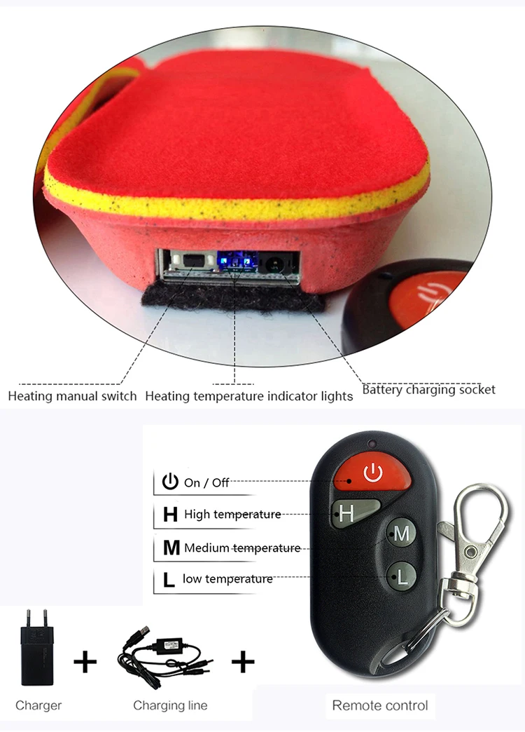 1800mAh перезаряжаемые электрические нагревательные стельки с дистанционным управлением зимние теплые стельки с подогревом спортивная обувь колодки для катания на лыжах Охота