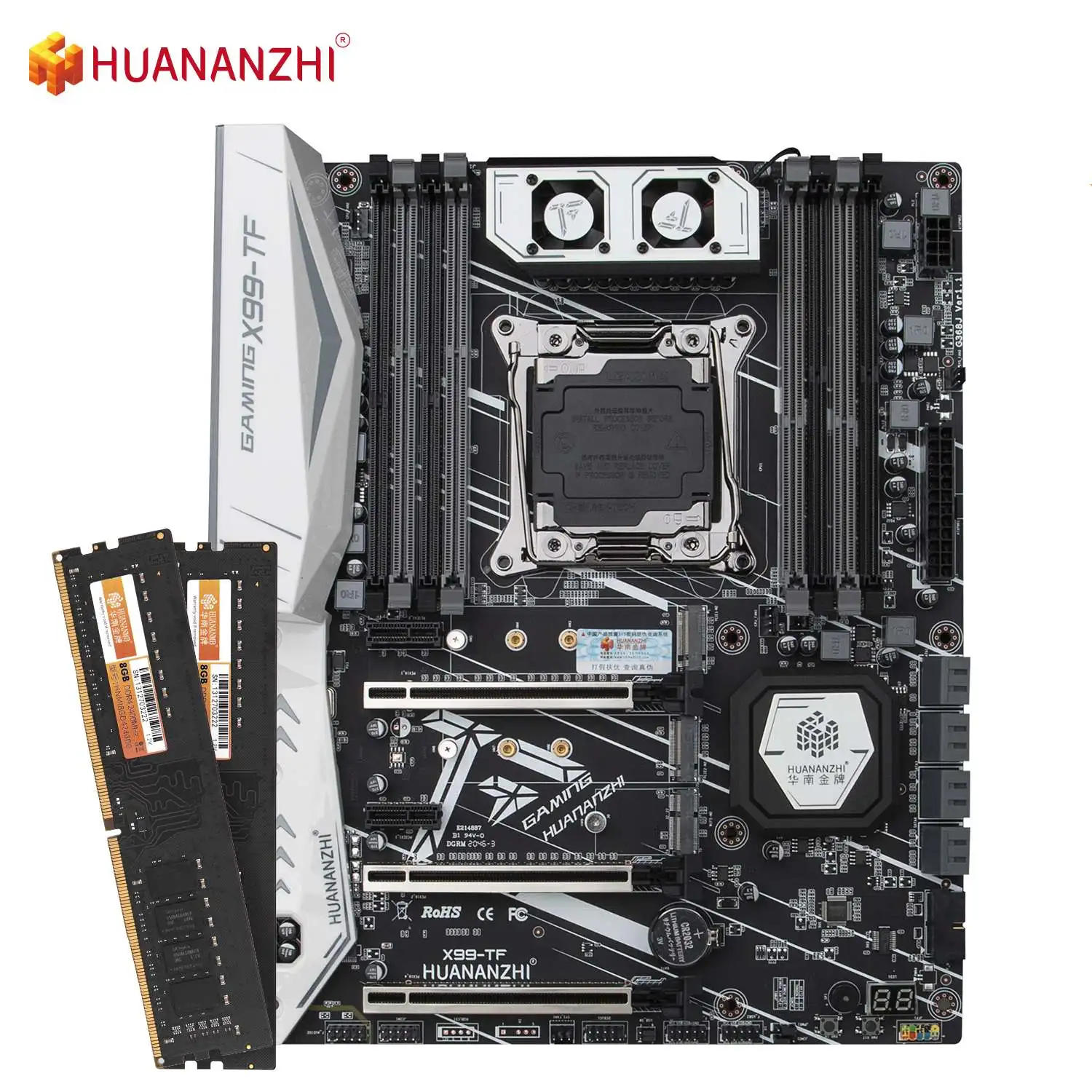 Verkaufen HUANANZHI X99 TF Motherboard Mit 2*8G DDR4 NON-ECC Combo Kit Set Unterstützung Intel XEON E5 V3 V4 CPU NVME SATA 3,0 USB