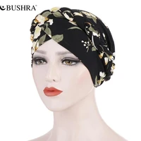 bushra 2022 new printing mill wool milk silk turban insignia on a cap cloth after the short braid baotou hat to hide