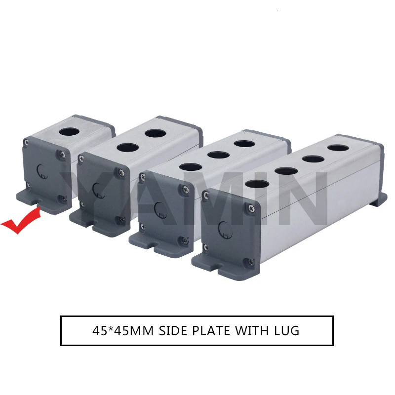 45MM ear 1 Hole 16/19/22mm Aluminium Alloy Protective Box For Metal Push Button Switch IP67 Waterproof Industrial 12/3/4 Holes Single Row - Цвет: 45MM ear 1 Hole