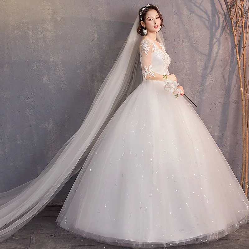 Свадебные платья размера плюс с аппликацией бальные коротким рукавом и