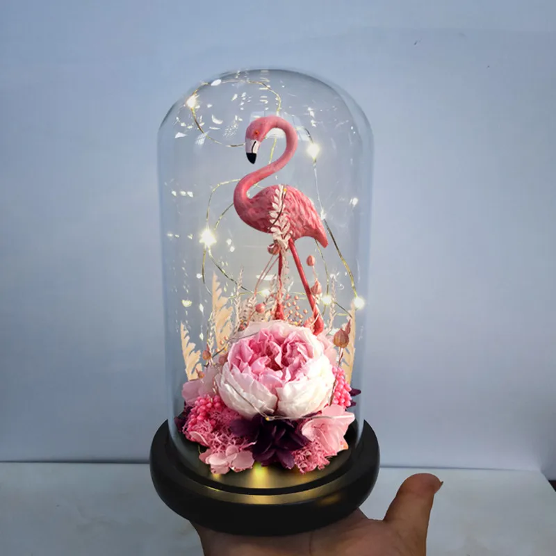 

Стеклянная купольная Ваза 10*20 см, украшение для дома, светящаяся черная основа, прозрачная крышка, подарок другу, свадебный реквизит