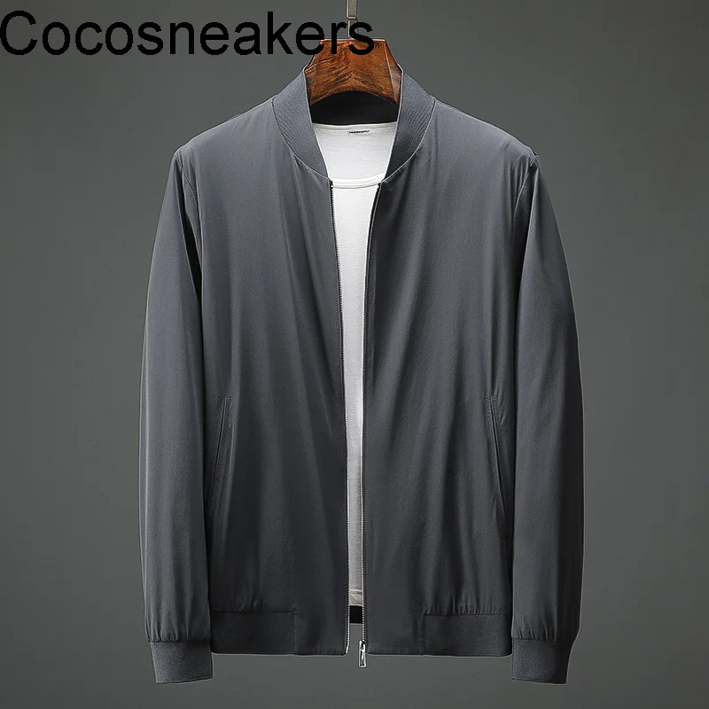 

Giant comfortable exquisite workmanship baseball collar business casual thin jacket men's soft elastic breathable simple coat
