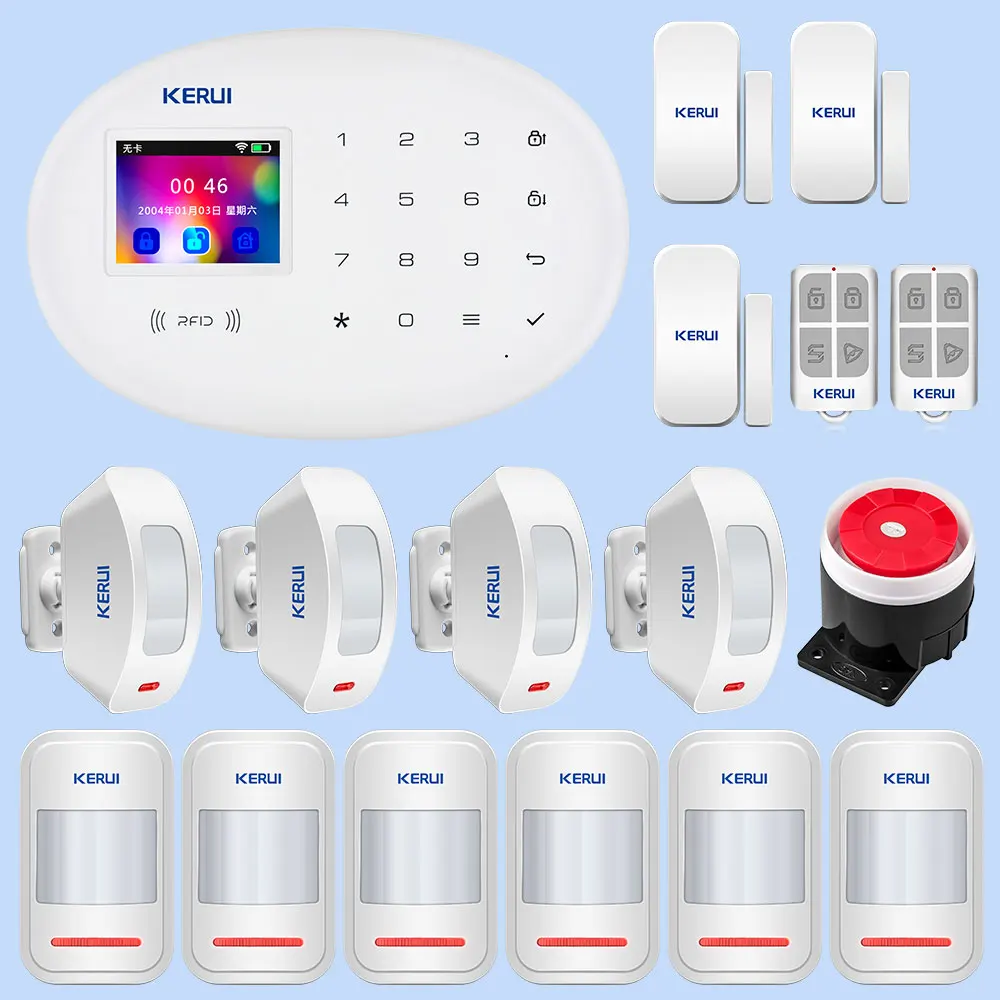 Семейный комплект охранной сигнализации KERUI W20 с пультом дистанционного