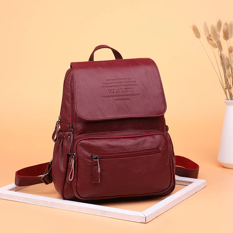 Большой женский рюкзак из овечьей кожи прочная водонепроницаемая ранец для