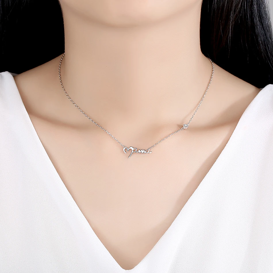 ELESHE 925 серебро Длинная цепочка ожерелья колько Forever Love Mama ожерелье с надписью для