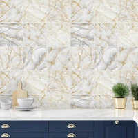 funlife%c2%ae white and gold marble wall sticker self adhesive easy to clean tile sticker for bathroom kitchen backsplash floor wall