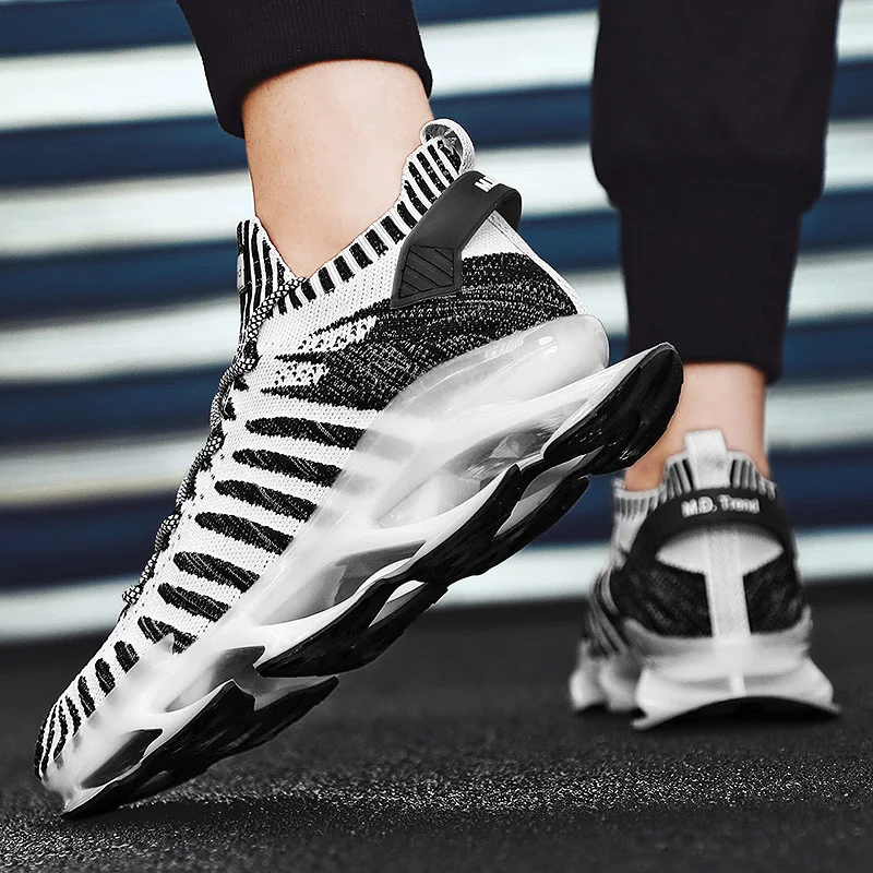 JIEMIAO New Blade Sole Men Sneakers Outdoor Reflective Large Size Running Shoes High Quality Non-slip Training Sports Shoes