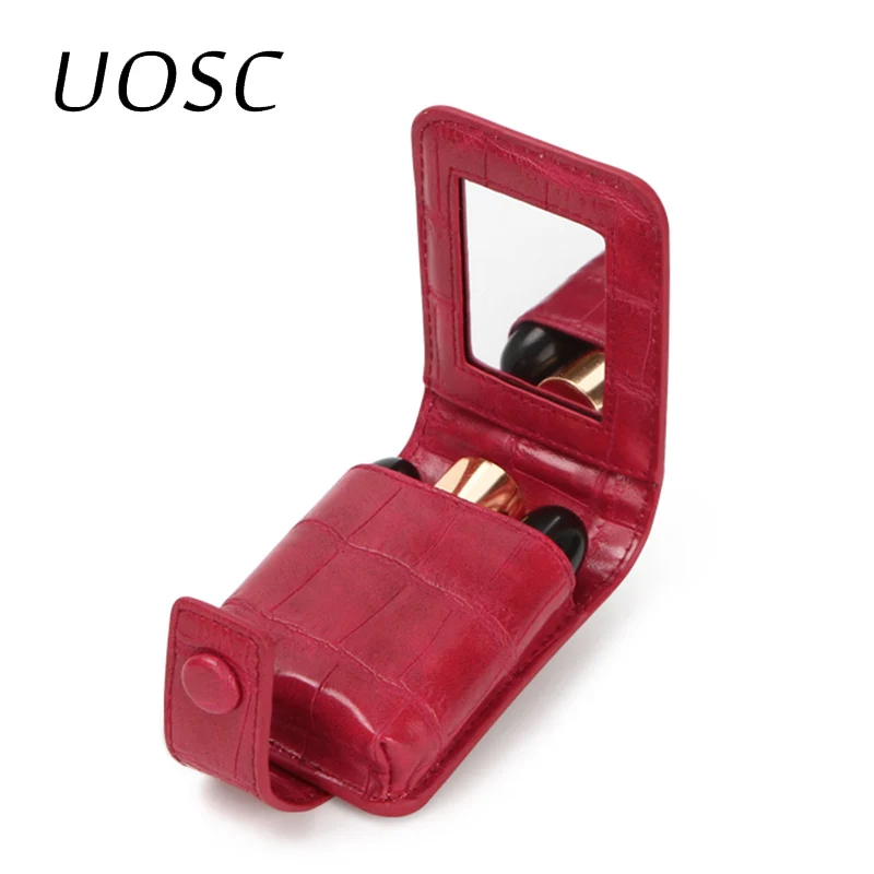 UOSC косметичка для губной помады с зеркалом, косметички для макияжа, Дорожный Чехол-органайзер из искусственной кожи, портативный чехол, коробка для инструментов, маленький чехол для хранения s