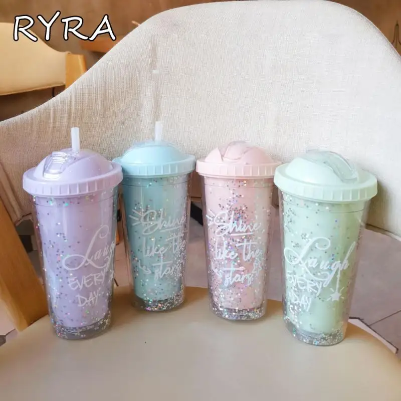 Новинка креативная Радужная пластиковая чашка для воды модная вместительная