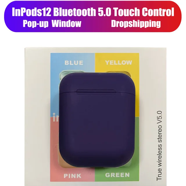 i12 Navy blue box I12 TWS, беспроводная гарнитура с сенсорной клавишей, Bluetooth 5,0, спортивные стерео наушники для iPhone, Xiaomi, huawei, samsung, смартфон - Цвет: i12 Navy blue box