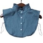 Женская Джинсовая блузка со съемным отворотом, с оборками