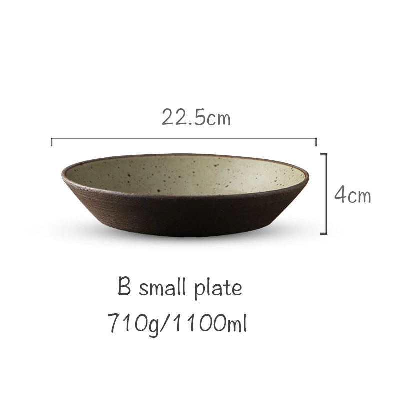 B small plate FANTERCY керамические чашки Керамическая Посуда Чаша индивидуальная домашняя ручная работа винтажное эмалированное ведро чаша креативная Земляная посуда - Цвет: B small plate