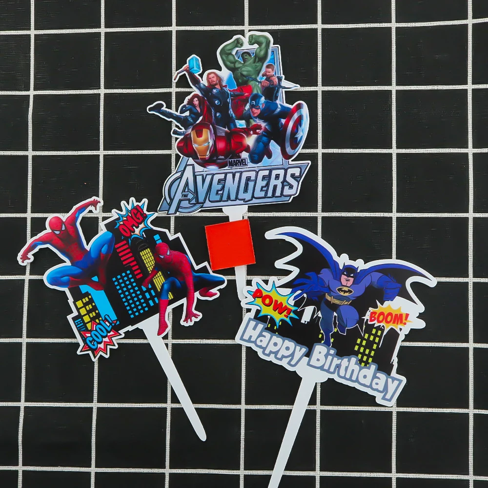 Супергерои Мстители акриловые топперы для торта флаг декор дня рождения тройные