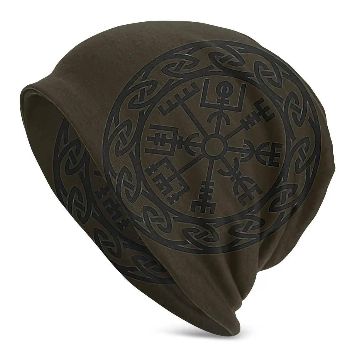 

Adult Knit Hat Vegvisir Iceland Runes Compass Vikings Futhark Zipper Bonnet Hats sun cap Casual Unisex Skullies Beanies Caps