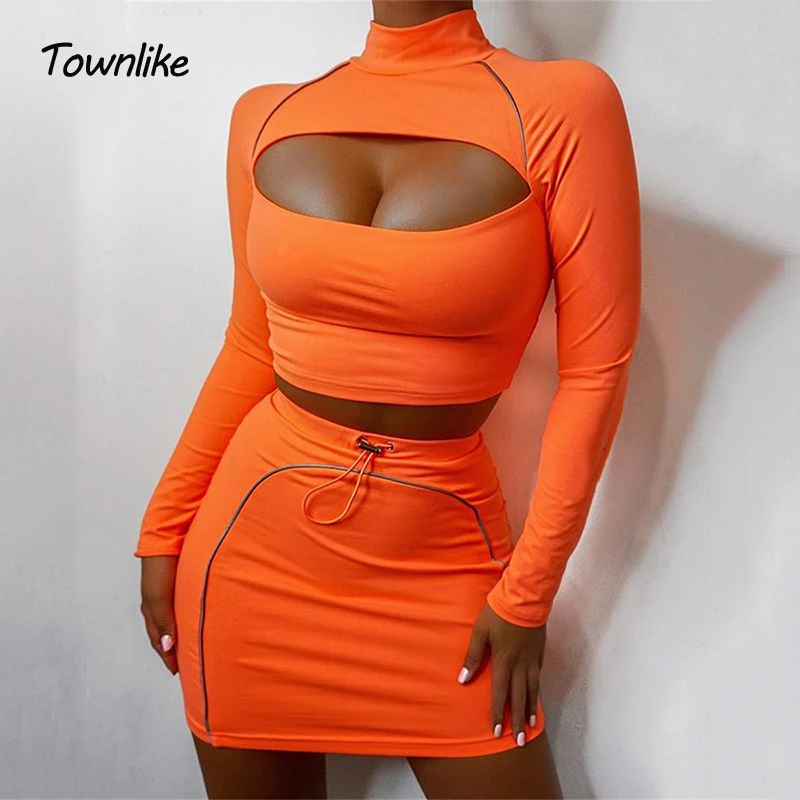 Townlike открытые флуоресцентные вечерние комплекты из двух предметов укороченный