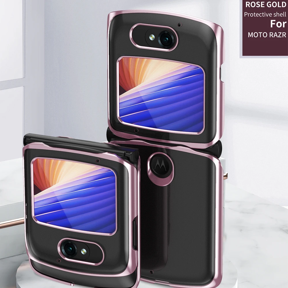 

Чехол для Motorola Moto Razr 5G, прозрачный чехол с гальваническим покрытием, жесткий пластиковый прозрачный чехол для Moto Razr, противоударные чехлы