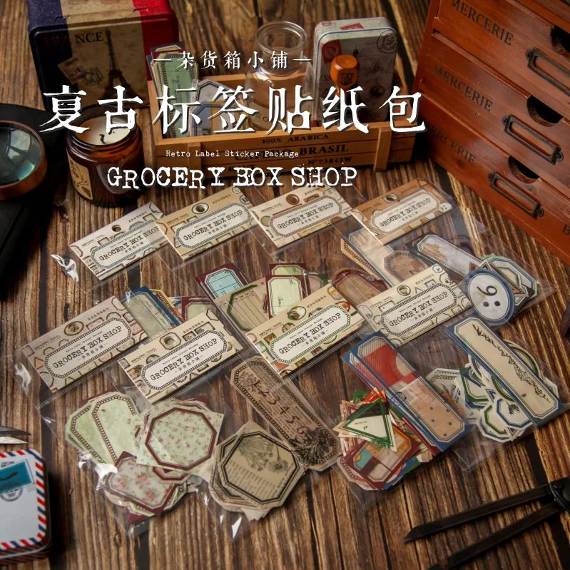 

40pcs/lot Vintage Antique Label Stickers Paper DIY Junk Journal Decorative Number Stickers Diary Album Scrapbooking Stickers