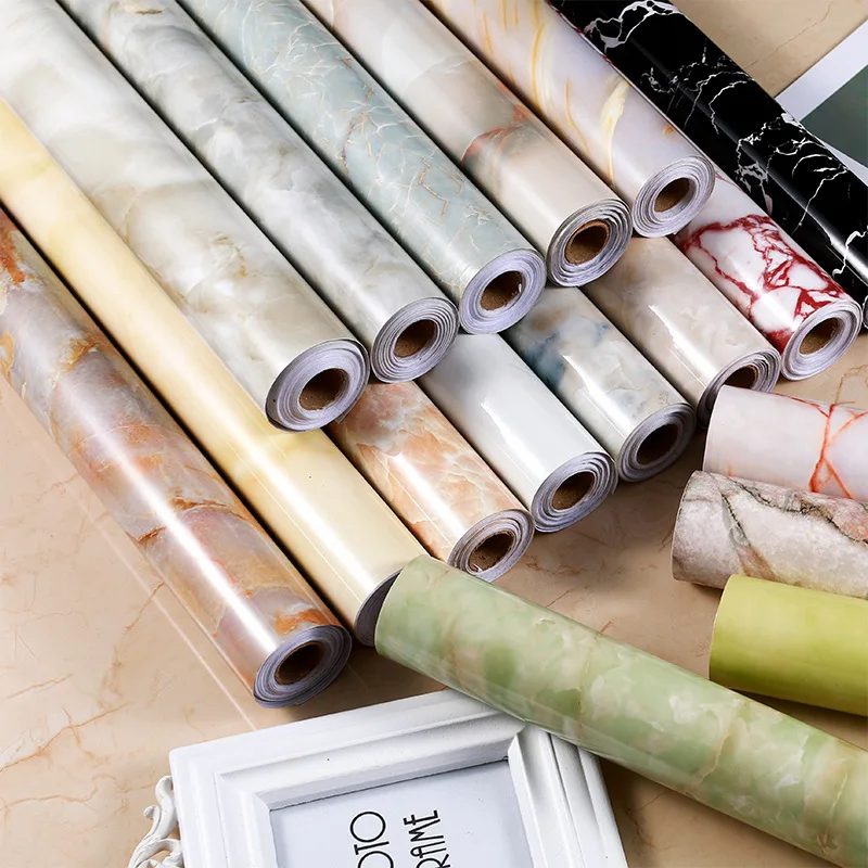 

PVC marble self-adhesive wallpaper waterproof Peel and stick desktop Dormitory ceiling kitchen furniture renovation stickers