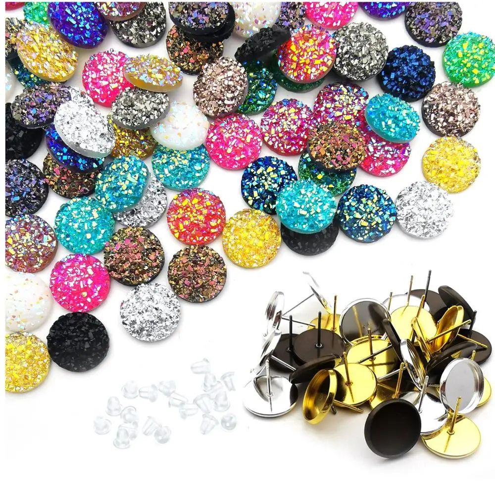 100 шт. 12 мм полимерные искусственные плоские купольные Кабошоны с 30 пустых