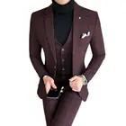 Новый стильный мужской костюм, приталенный красивый английский Молодежный повседневный комплект из трех предметов в Корейском стиле, мужские костюмы из 3 предметов